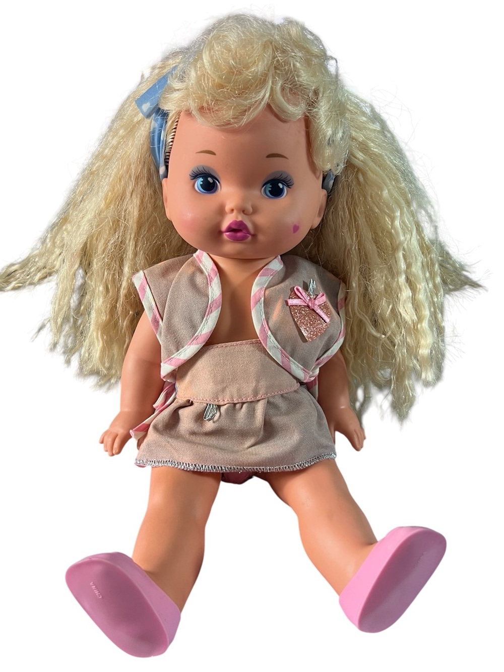 VTG Mattel Lil Little Miss Dress Up Doll Blonde Dress Heart